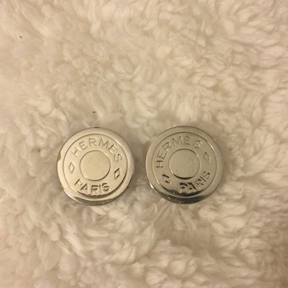 Hermes Paris Silver Tone Earrings